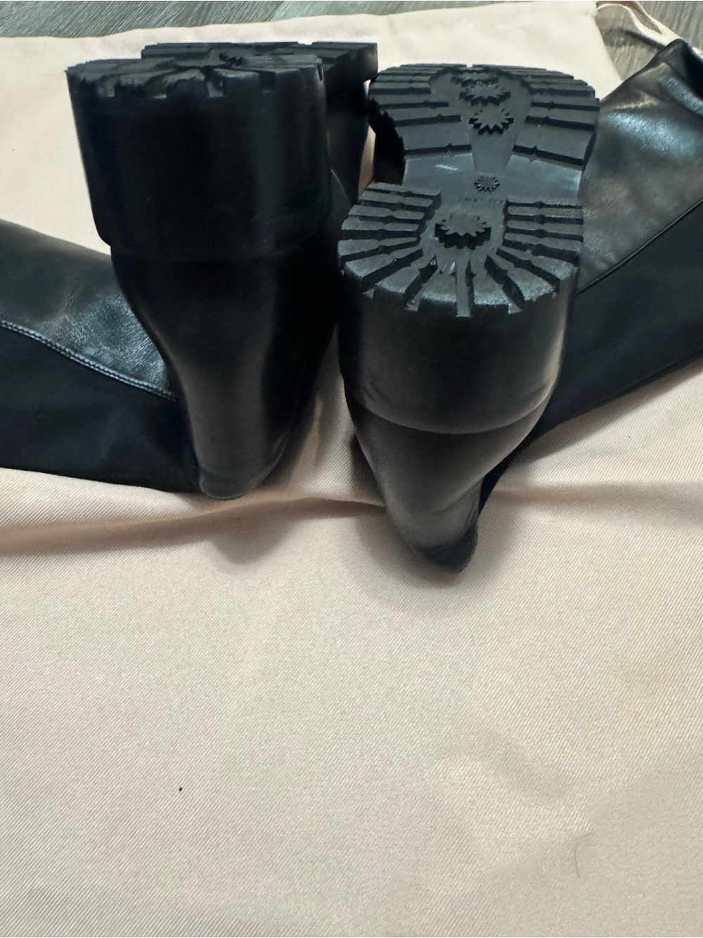 Stuart Weitzman Black Leather Over-the-Knee Lug Sole Boots - Picture 4 of 6